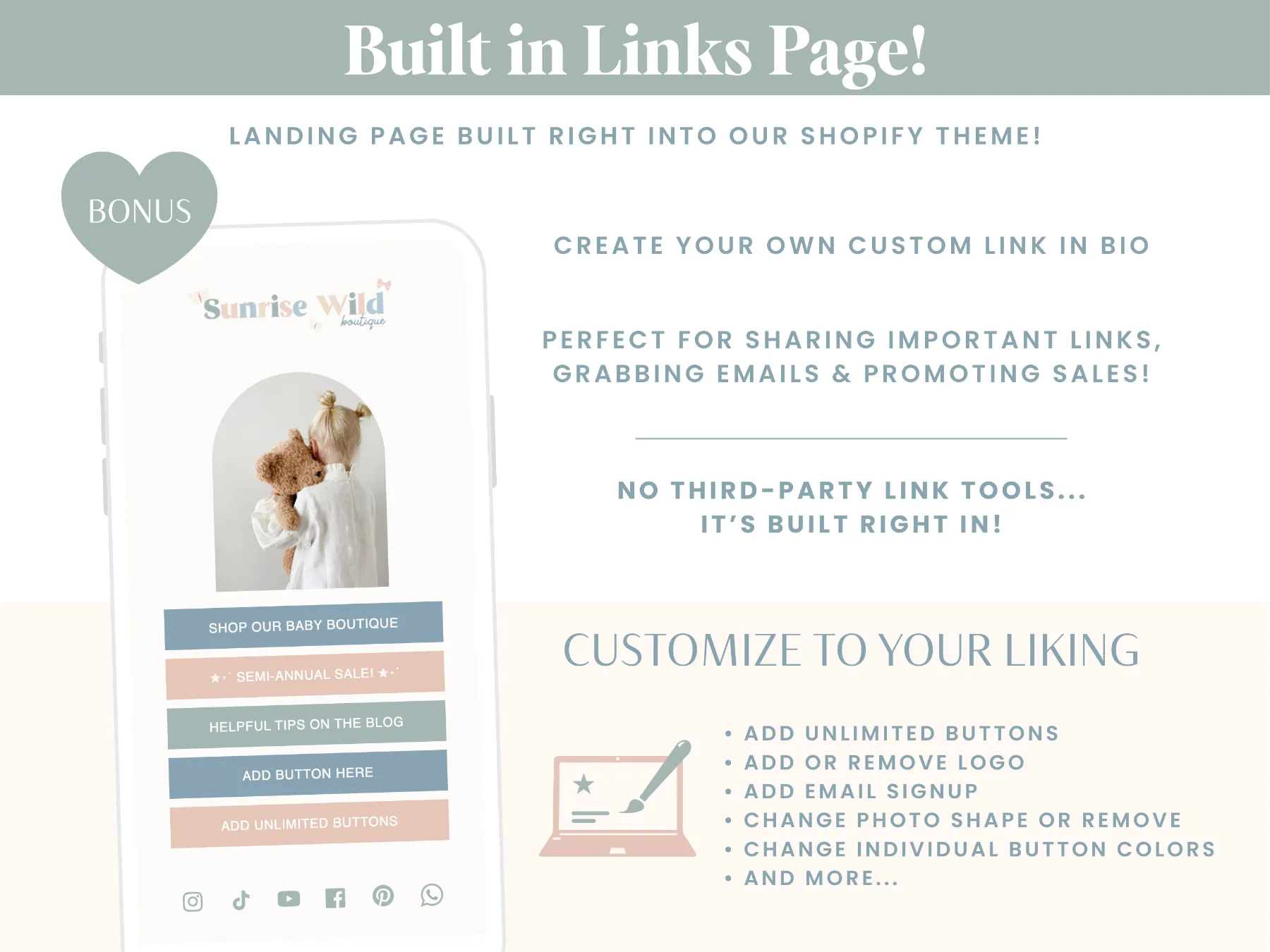 baby boutique website template product grid layout