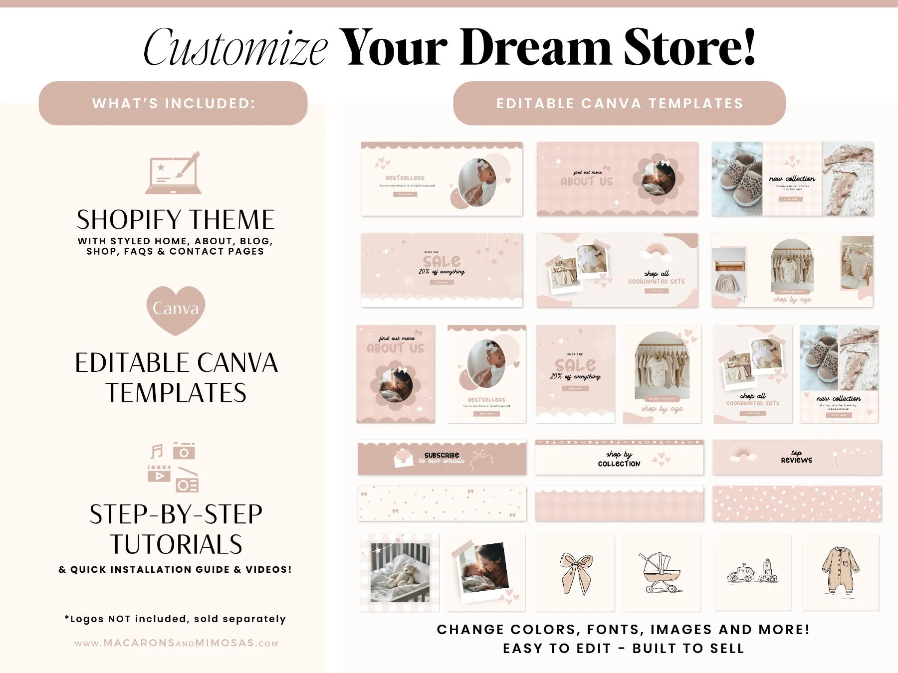 Children's Boutique Website Free Banner Template Set for Shopify
