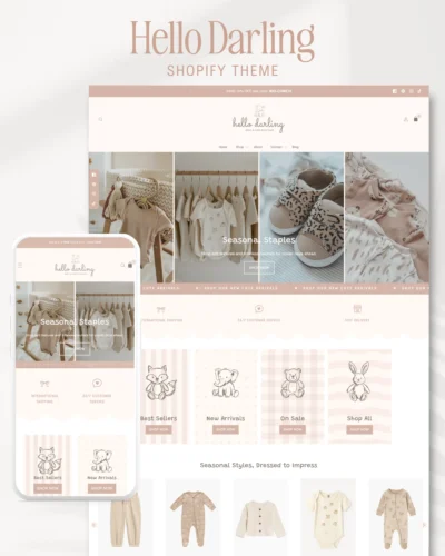 children’s boutique shopify theme homepage with hero banner