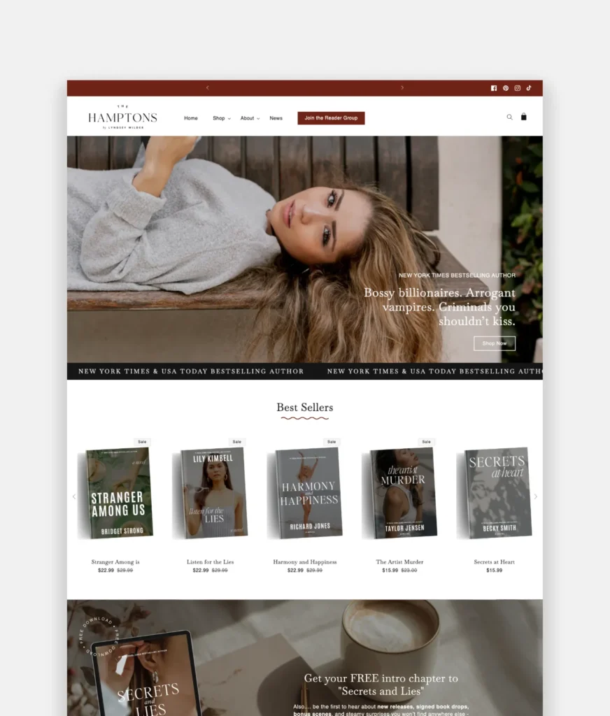 Author Shopify theme for Bookstore and writer ecommerce website design