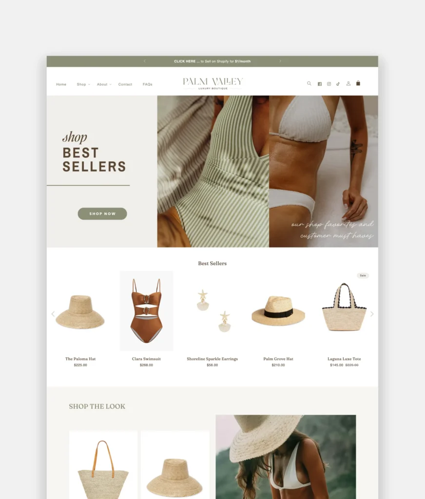 Palm Valley Shopify theme for summer collections, resort wear, and lifestyle stores