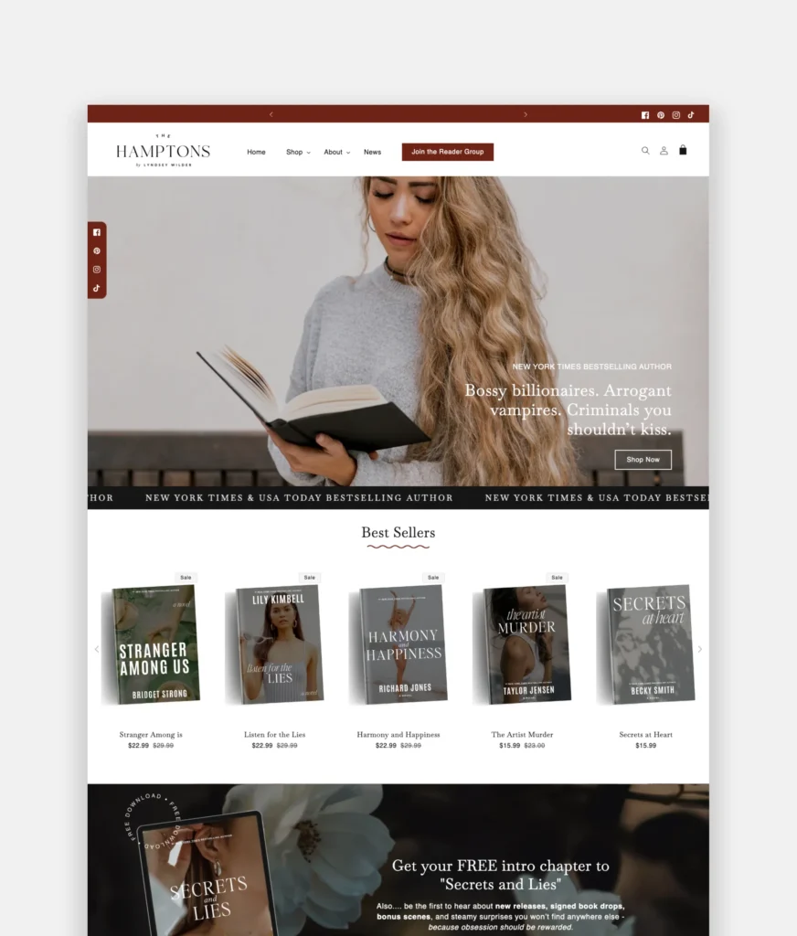 Author Shopify theme for Bookstore and writer ecommerce website design