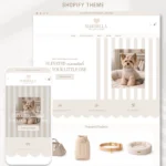 Minimalist dog bed in a modern living room setting, showcasing the premium sections of the Luxe Pet Boutique Shopify Theme.