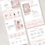 Romance author Shopify theme with book subscription box layout, pink girly design