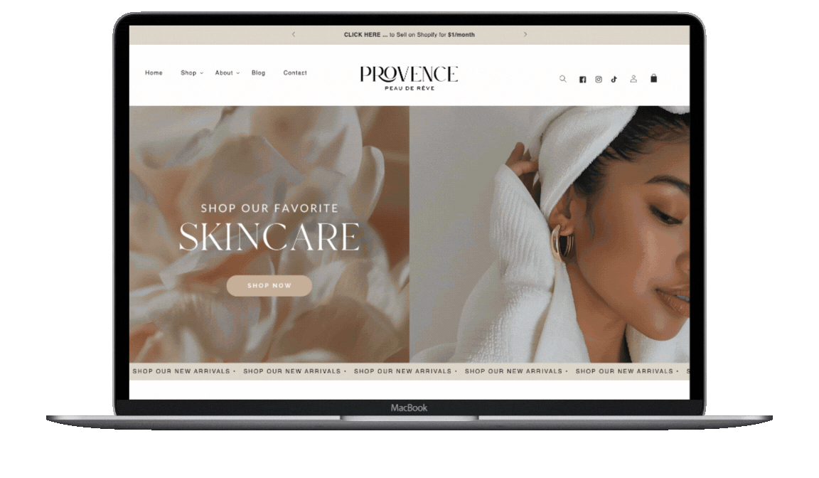 custom shopify theme with unique sections for small business, no coding required