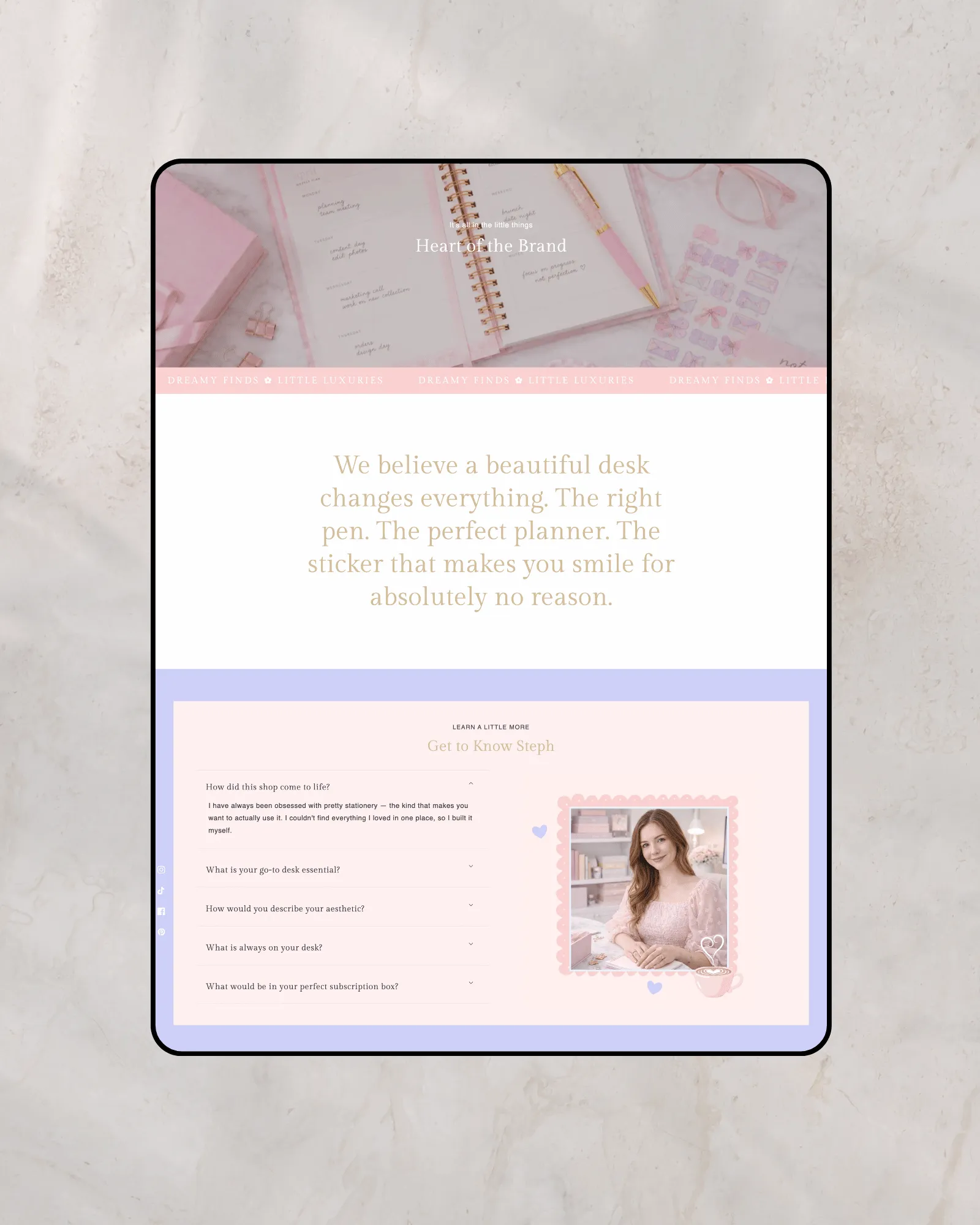 Stationery boutique Shopify theme with subscription box features - no code required