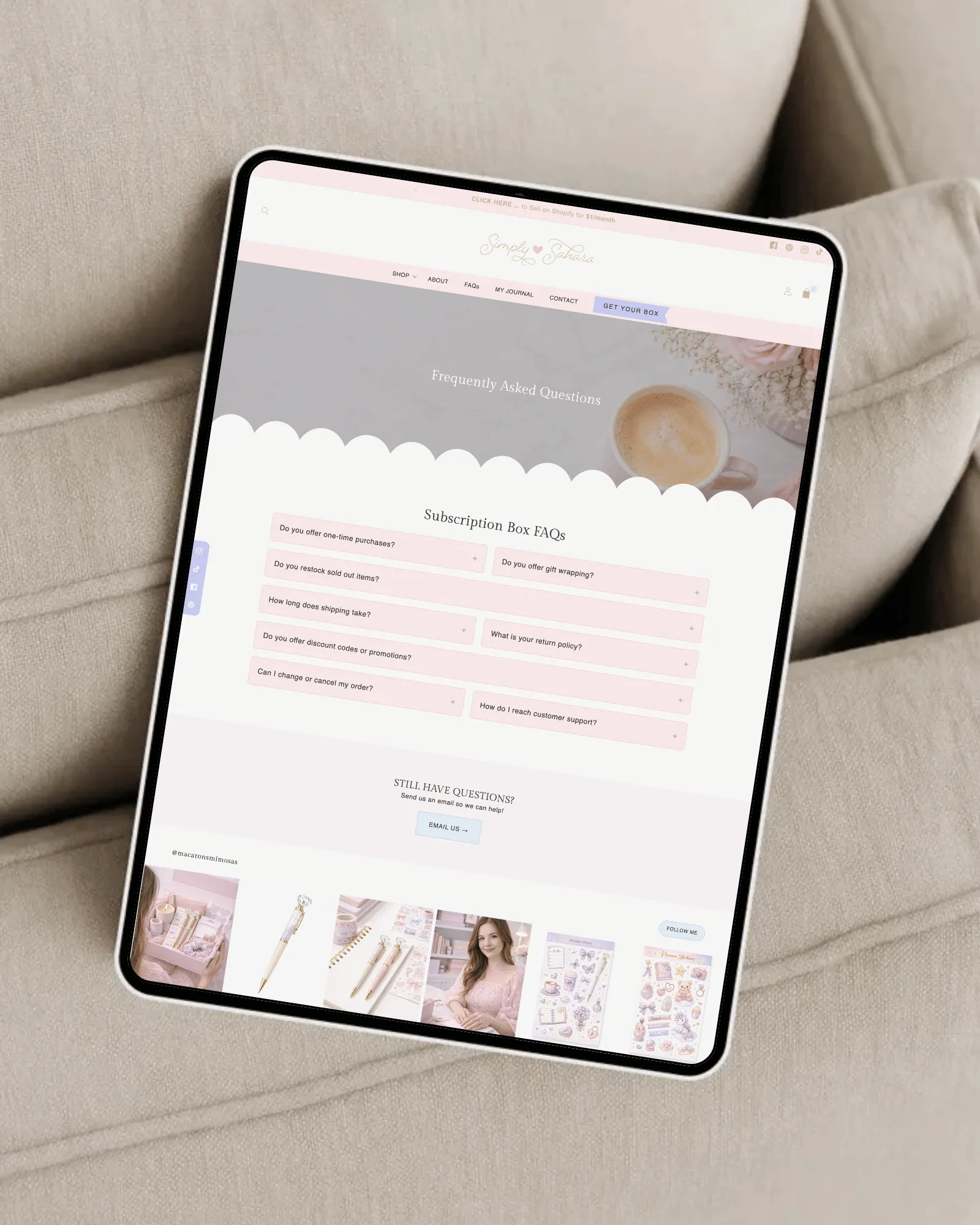 Paper goods subscription box Shopify store template - premade website design