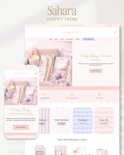 Shopify theme for stationery subscription box - Sahra by Macarons and Mimosas