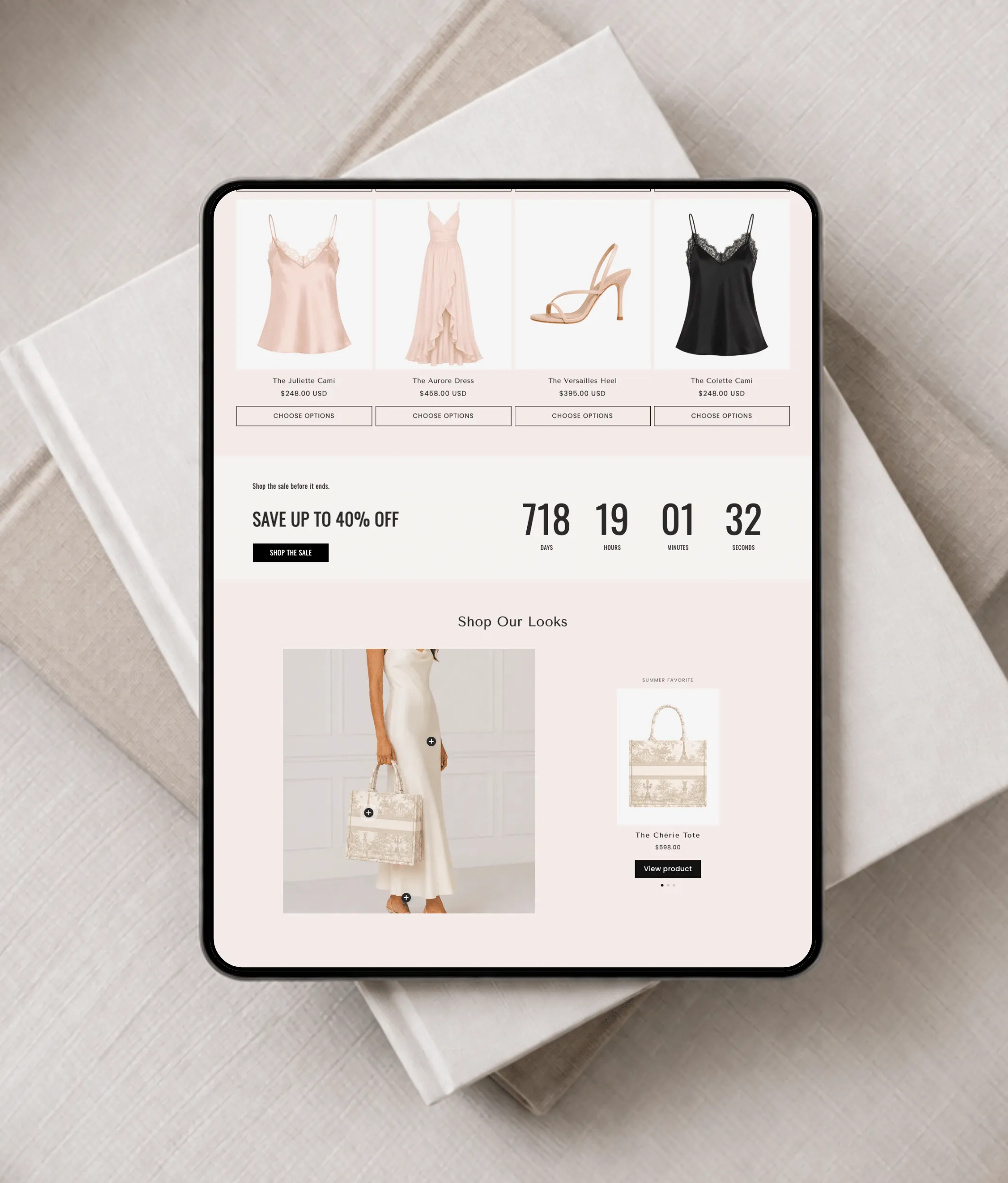 Riverdale premade Shopify theme for fashion and clothing boutique with countdown sale section