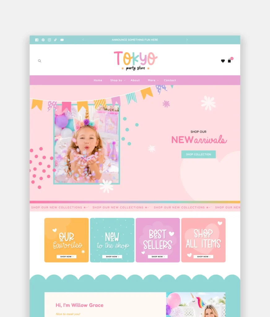 Bright Pastel Party Store Shopify Theme for Small Business