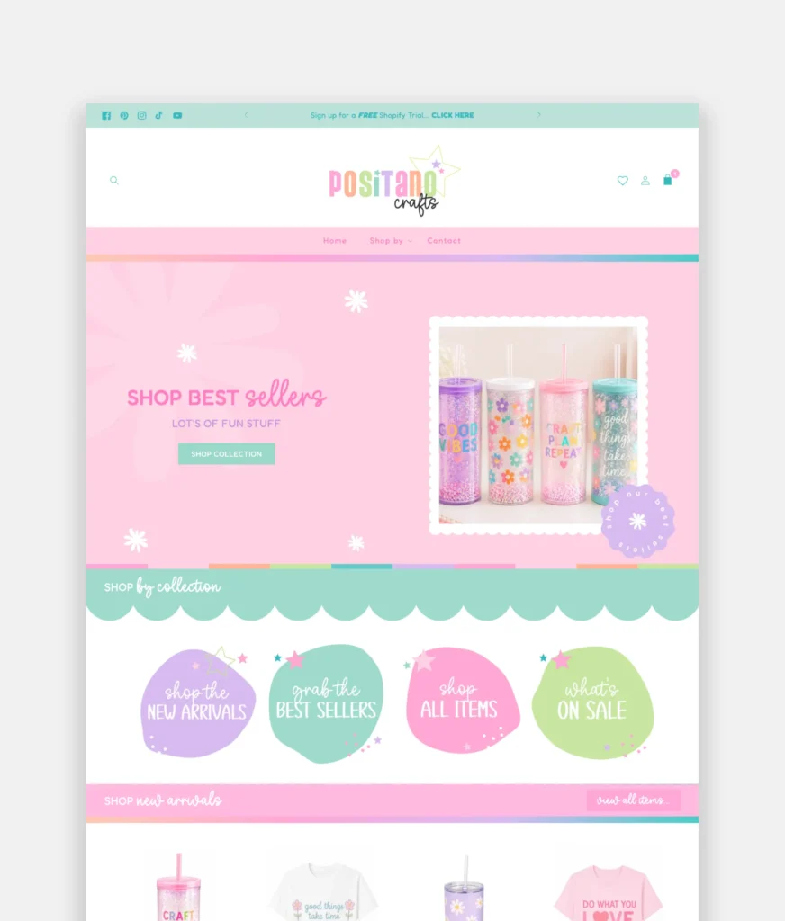 Cute Pastel Sublimation, Tumbler & Crafters Shopify theme for Small Business