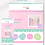 Pastel rainbow Shopify website template for handmade crafter and tumbler makers