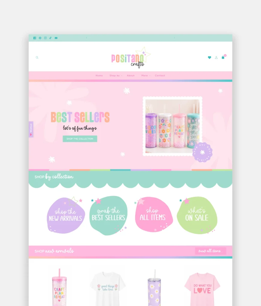 Cute Pastel Sublimation, Tumbler & Crafters Shopify theme for Small Business