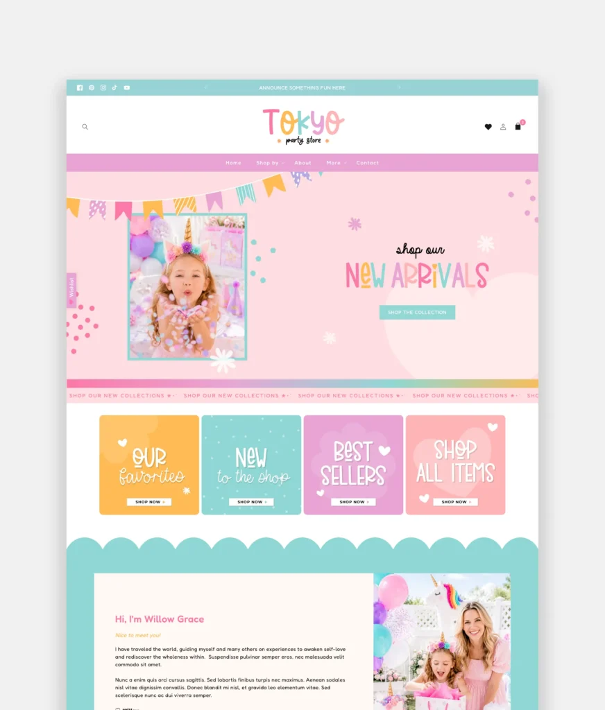 Bright Pastel Party Store Shopify Theme for Small Business