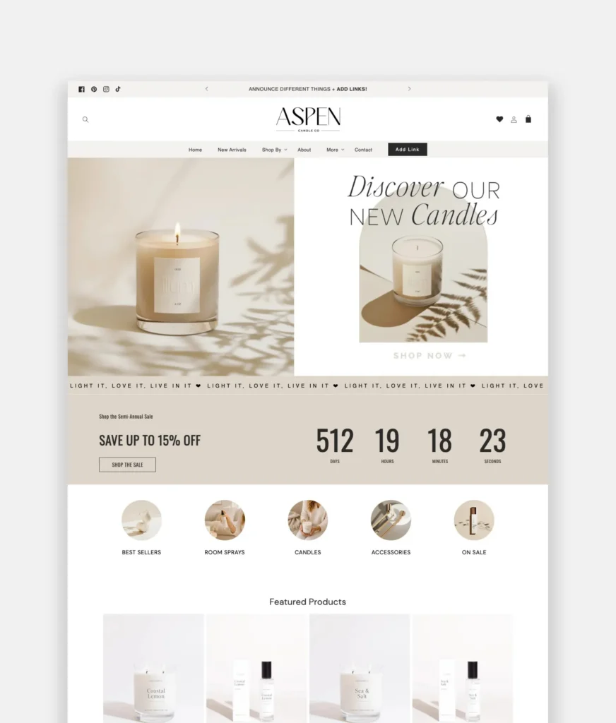 Best Shopify theme for candle and home fragrance brands Aspen