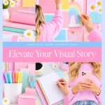 Colorful styled stock photography for creative brands featuring rainbow backgrounds, pastel stationery, and feminine lifestyle images