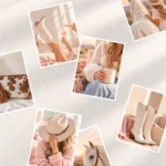 Feminine cowgirl stock photography collage featuring western fashion, cowboy boots, and soft neutral lifestyle images