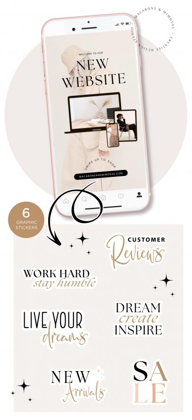 Free Luxe Story Stickers Instagram Templates for Canva, Free Neutral Instagram Post Templates Social media Templates